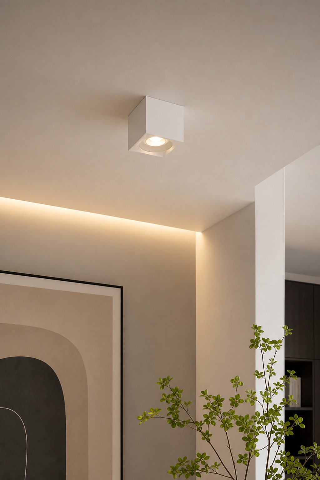 نمای نزدیک قاب چراغ گچی SH-6616 با جزئیات گچی