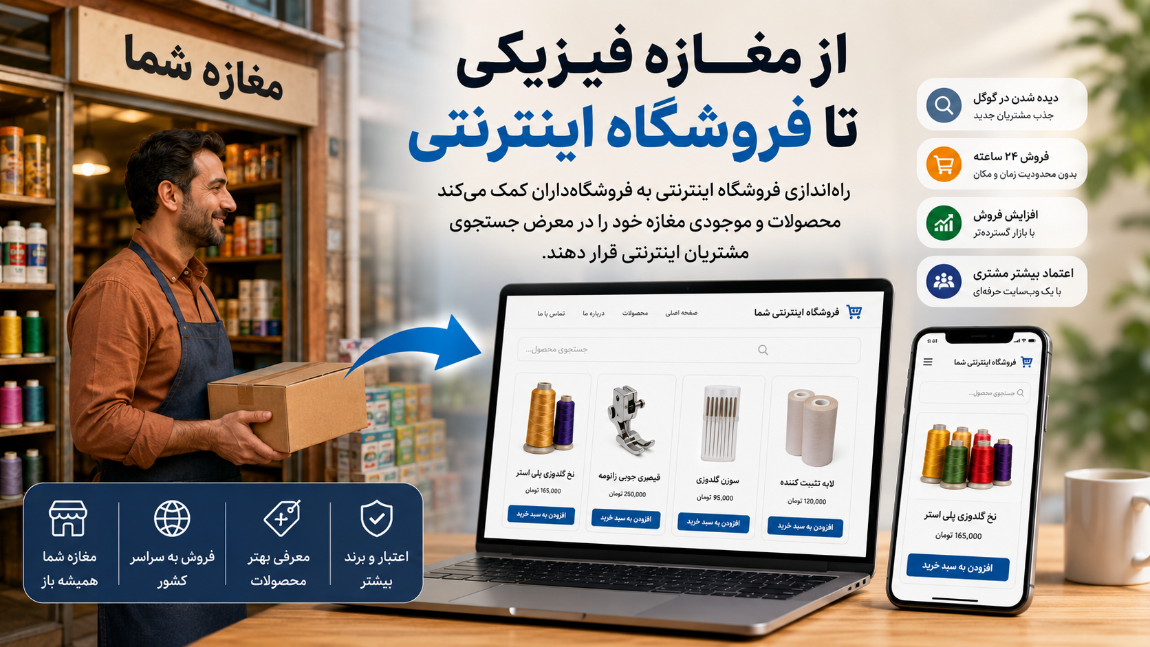 راه‌اندازی فروشگاه اینترنتی برای مغازه و جذب مشتری از گوگل