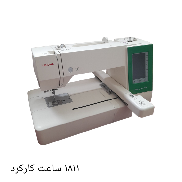 چرخ گلدوزی ژانومه مدل 450 نوار سبز - کارکرده با حدود1811 ساعت کارکرد واقعی