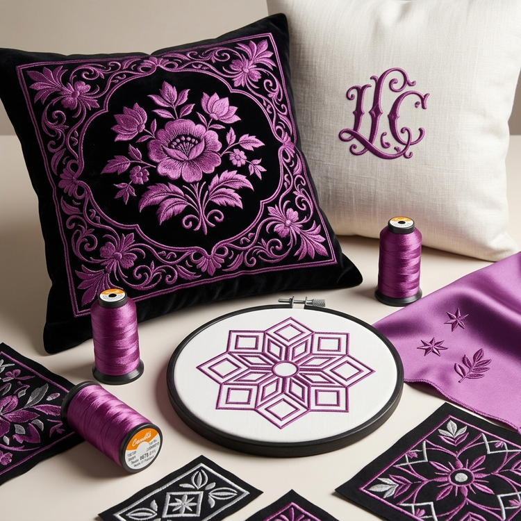 تصویر نخ گلدوزی پلیاستر کندل Candle کد 273 رنگ بنفش شرابی روشن