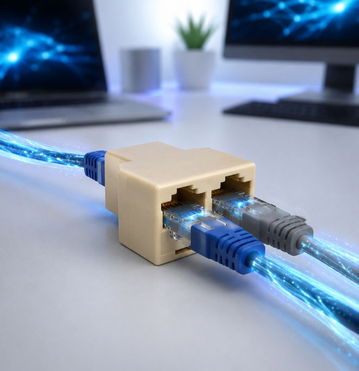مبدل RJ45 دو پورت مدل B-12 با بدنه کرم رنگ