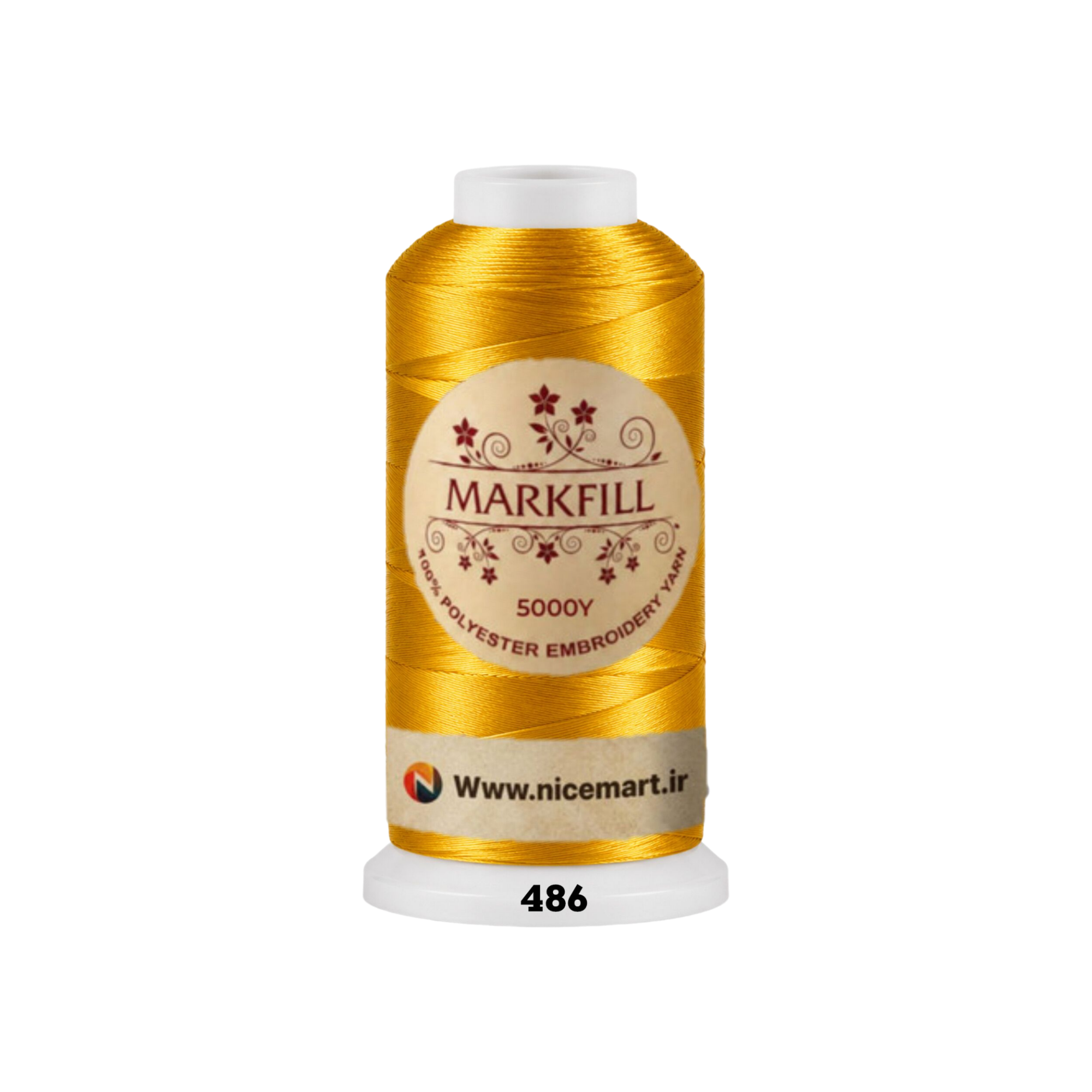 خ گلدوزی مارکفیل کد ۴۸۶ – رنگ طلایی کلاسیک (براقیت عالی)