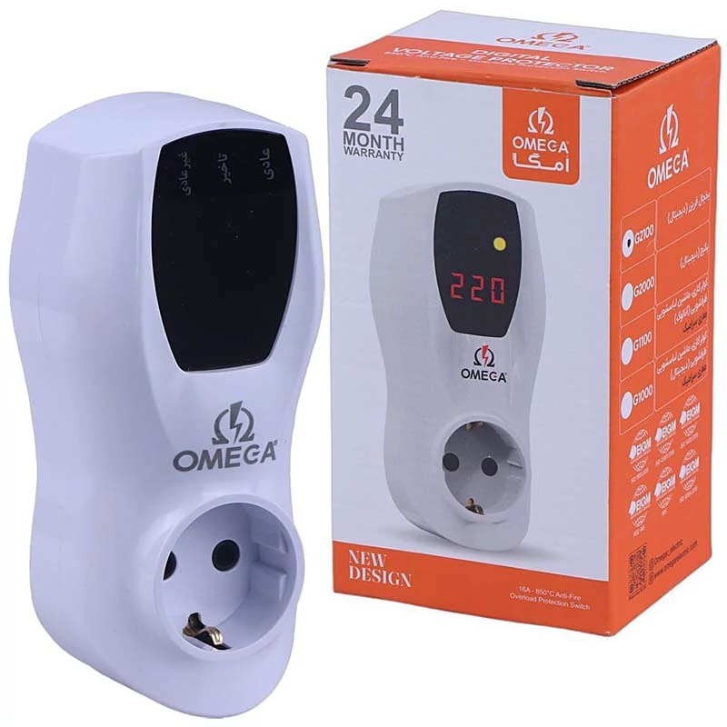 محافظ برق دیواری یخچال و فریزر تک خانه دیجیتال امگا Omega G2100