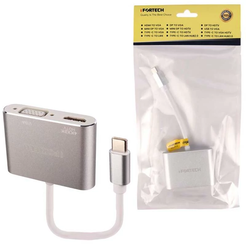 تبدیل Type-C TO HDMI + VGA آی فورتک IFORTECH