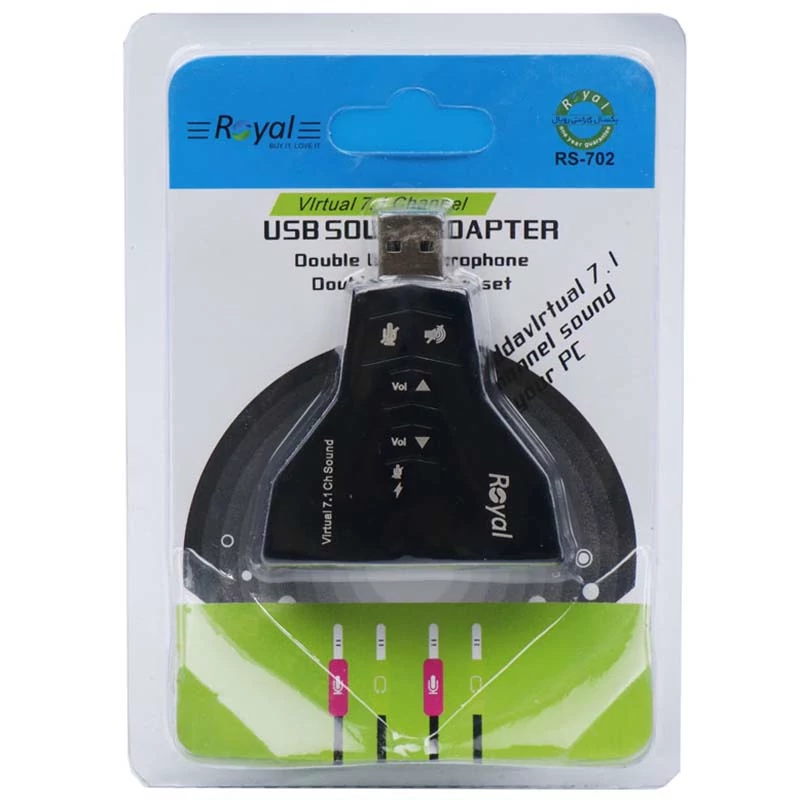 کارت صدا USB ولوم دار 7.1 کاناله رویال Royal RS-702