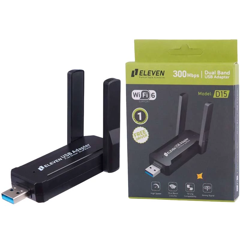 کارت شبکه بی سیم USB دو آنتن الون ELEVEN D15