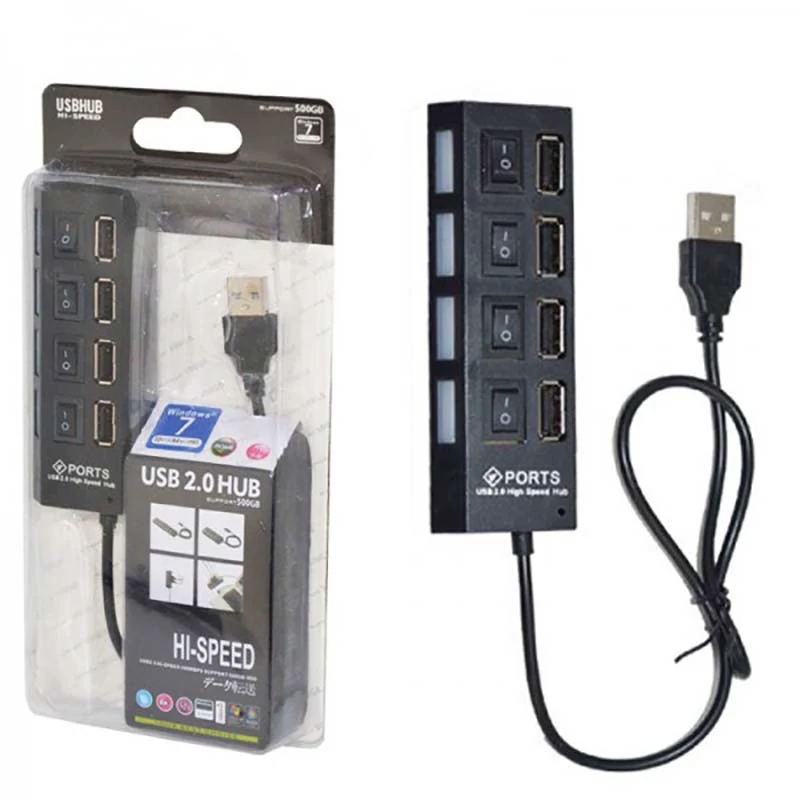هاب 4 پورت آداپتور خور کلید دار USB 2.0