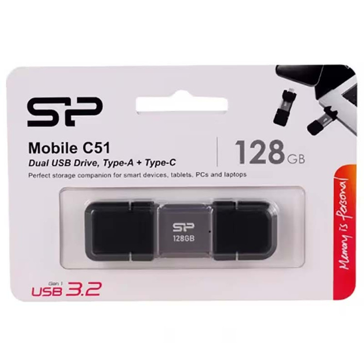 فلش 128 گیگ دو سر USB3.2 + Type-C سیلیکون پاور Silicon Power C51