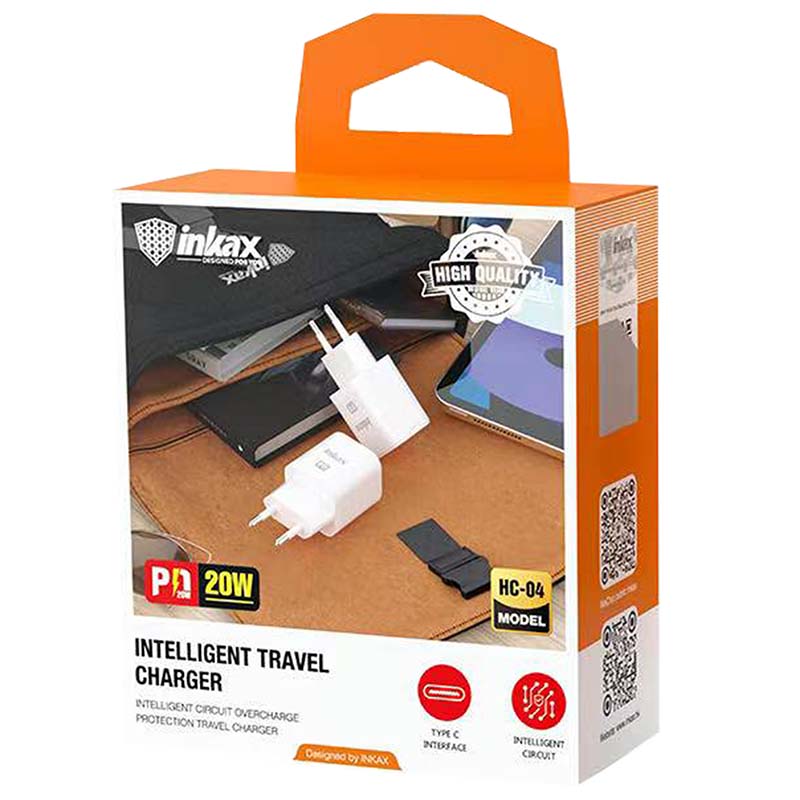 کلگی شارژر 20 وات PD + کابل Type-C TO Lightning اینکاکس inkax HC-04