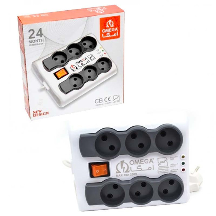 محافظ برق 6 خانه کلید دار 1.5 متری امگا Omega P6000
