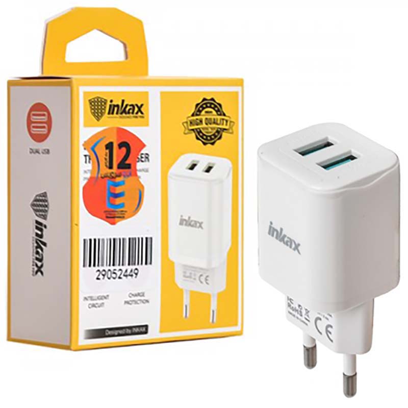 کلگی شارژر دو پورت 12 وات اینکاکس inkax HC-02