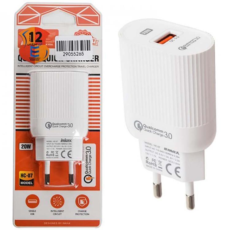 کلگی شارژر 20 وات QC3.0 اینکاکس inkax HC-07