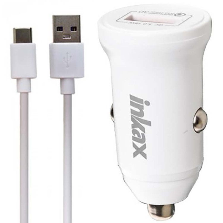 شارژر فندکی 18 وات QC3.0 + کابل تایپ سی اینکاکس INKAX CA-03