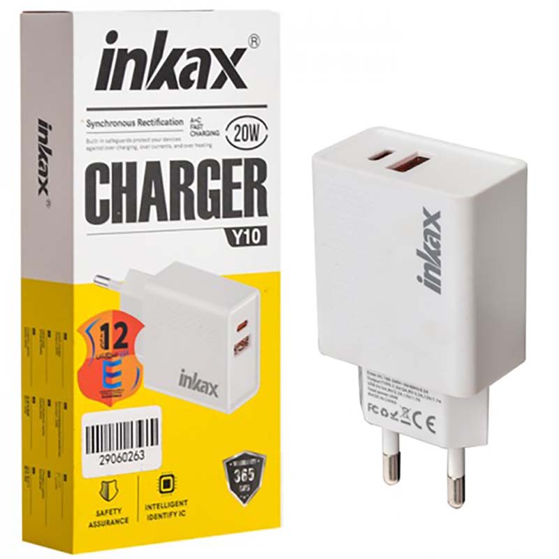 کلگی شارژر 20 وات 2 پورت PD+QC3.0 اینکاکس inkax Y10