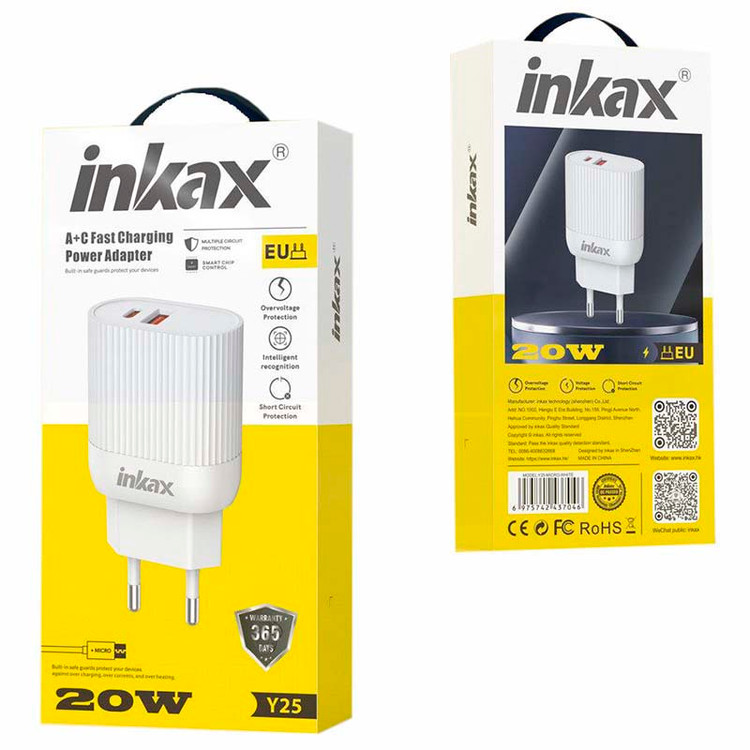 کلگی شارژر 20 وات 2 پورت PD+QC3.0 اینکاکس inkax Y25