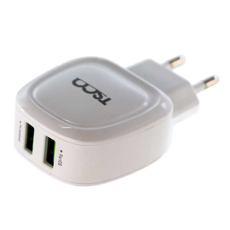 شارژر 2پورت + کابل شارژ MicroUSB تسکو TSCO TTC 46
