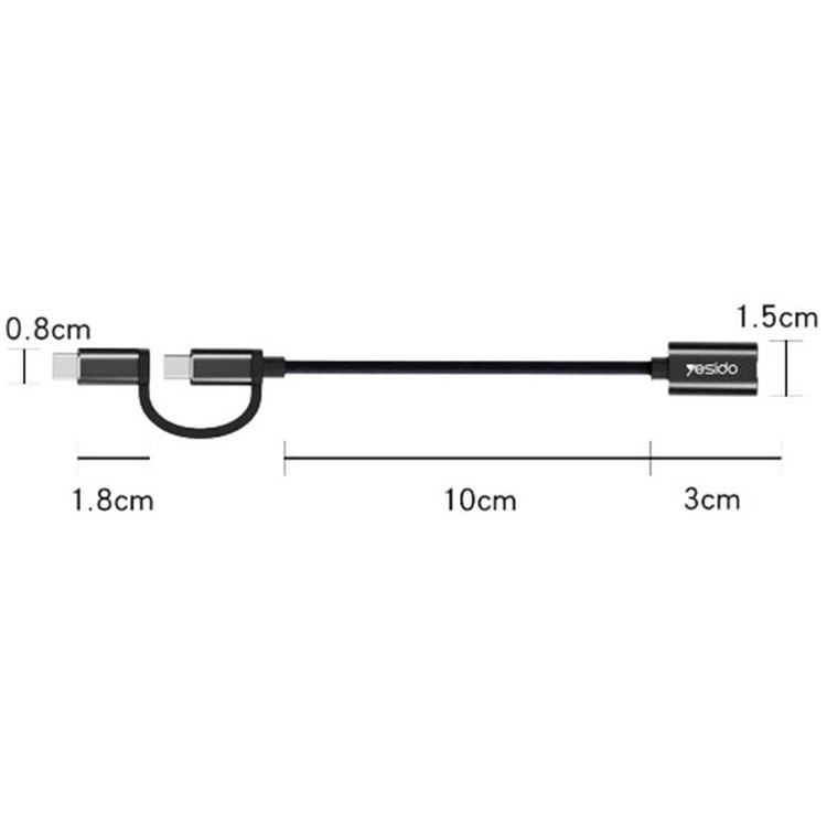 تبدیل OTG 2 IN 1 MicroUSB + Type-C یسیدو Yesido GS02
