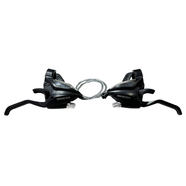 دسته دنده کلاچدار دوچرخه مدل 21 سرعته KING BIKE CEZAR 3x7 خفاشی با روکش بسته 2 عددی