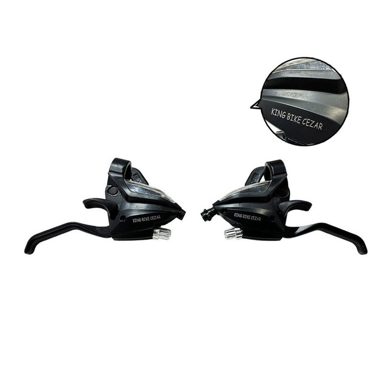 دسته دنده کلاچدار دوچرخه مدل 21 سرعته KING BIKE CEZAR 3x7 خفاشی با روکش بسته 2 عددی