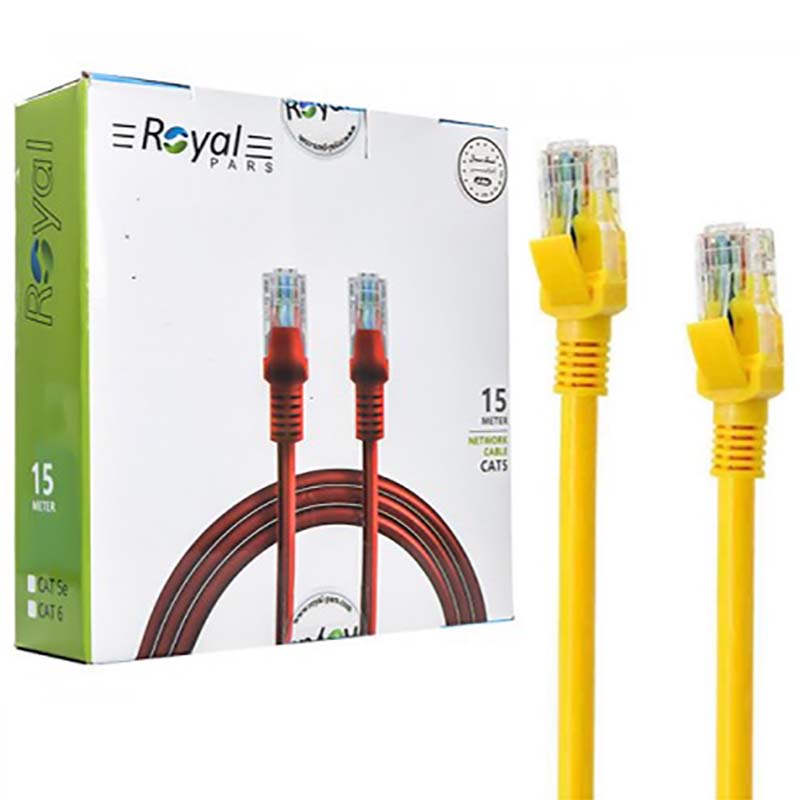 کابل 15 متری شبکه CAT6 رویال Royal پک کارتنی
