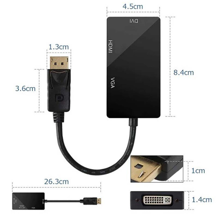 تبدیل DISPLAY TO DVI+HDMI+VGA ونتولینک Venetolink