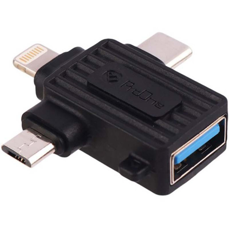 تبدیل OTG سه کاره USB3.0 TO Lightning/MicroUSB/Type-C پرووان ProOne PC010