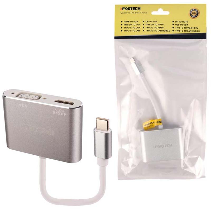 تبدیل Type-C TO HDMI + VGA آی فورتک IFORTECH