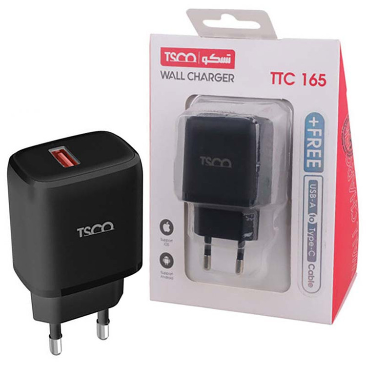 کلگی شارژر + کابل تایپ سی Type-C تسکو TSCO TTC 165