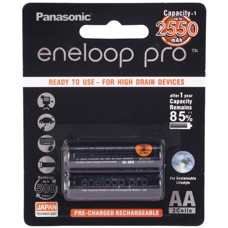 باتری قلمی شارژی eneloop pro پاناسونیک با ظرفیت 2550 میلی آمپر