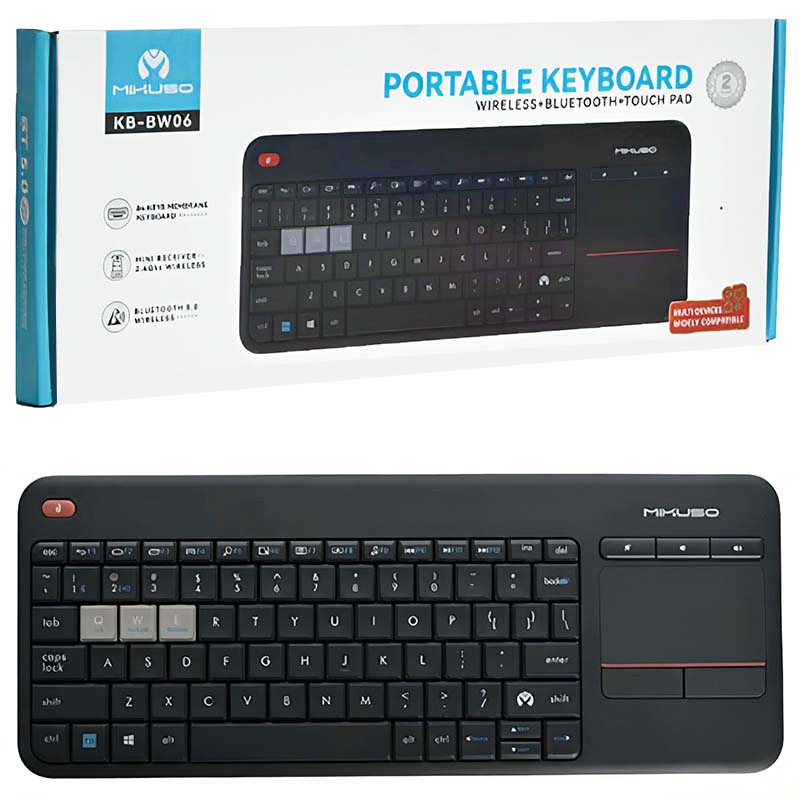 کیبورد + ماوس تاچ پد بی سیم میکوسو Mikuso KB-BW06