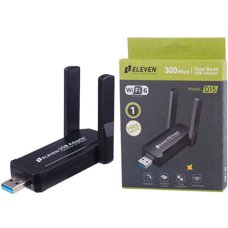 کارت شبکه بی سیم USB دو آنتن الون ELEVEN D15