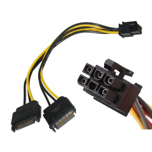 تبدیل برق دو نری SATA به 6 پین گرافیک