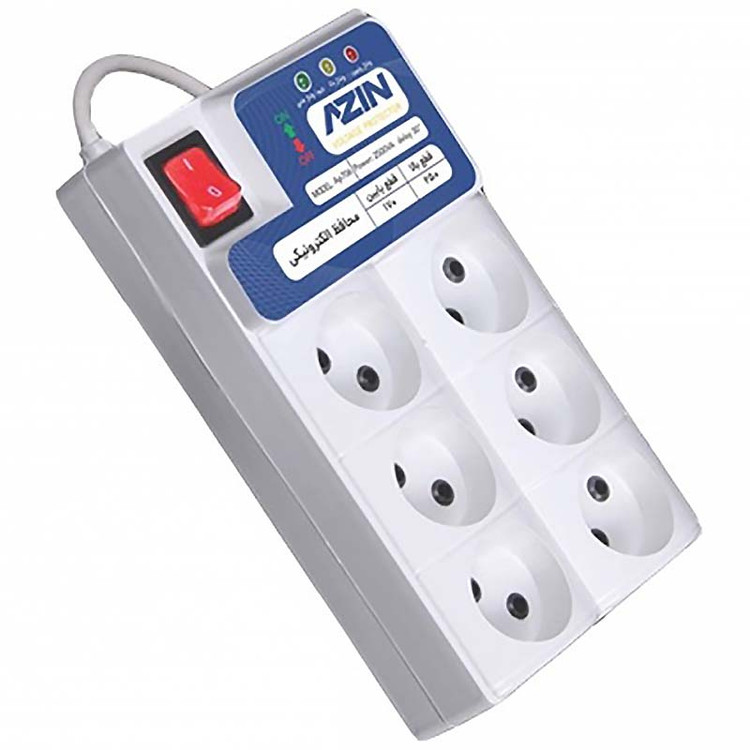محافظ برق 6 خانه کلید دار صوتی تصویری کامپیوتر 3 متری آذین Azin AP706
