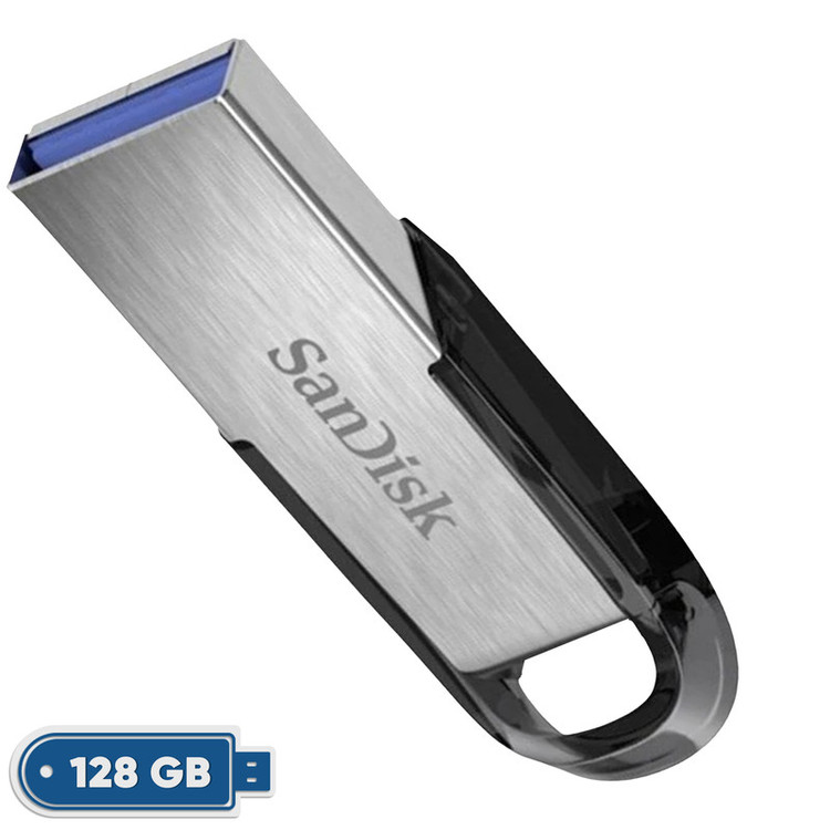 فلش مموری سندیسک مدل CZ73 ظرفیت 128 گیگابایت با بدنه فلزی، رابط USB 3.0 و سرعت انتقال 150 مگابایت بر ثانیه، سازگار با کامپیوتر، لپتاپ، گوشی و تلویزیون