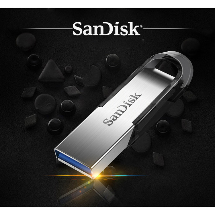 فلش مموری سن دیسک Ultra Flair CZ73 ظرفیت 64 گیگابایت با رابط USB 3.0 و بدنه فلزی مقاوم، سرعت انتقال 150 مگابایت بر ثانیه و سازگار با انواع سیستمعاملها و دستگاهها