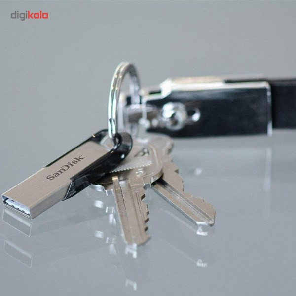 فلش مموری سن دیسک Ultra Flair CZ73 ظرفیت 64 گیگابایت با رابط USB 3.0 و بدنه فلزی مقاوم، سرعت انتقال 150 مگابایت بر ثانیه و سازگار با انواع سیستمعاملها و دستگاهها