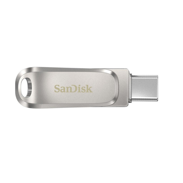 فلش مموری سن دیسک Ultra Dual Drive Luxe ظرفیت 512 گیگابایت با دو رابط USB 3.2 Type-C و Type-A، طراحی چرخشی، بدنه فلزی و سازگار با گوشی، تبلت، کامپیوتر و تلویزیون