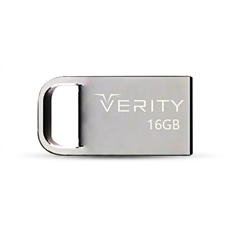فلش مموری وریتی مدل V813 ظرفیت 16 گیگابایت، رابط USB 2.0 Type-A، بدنه فلزی، طراحی بندانگشتی، سازگار با موبایل، تبلت، کامپیوتر و تلویزیون، سرعت انتقال 20 مگابایت بر ثانیه