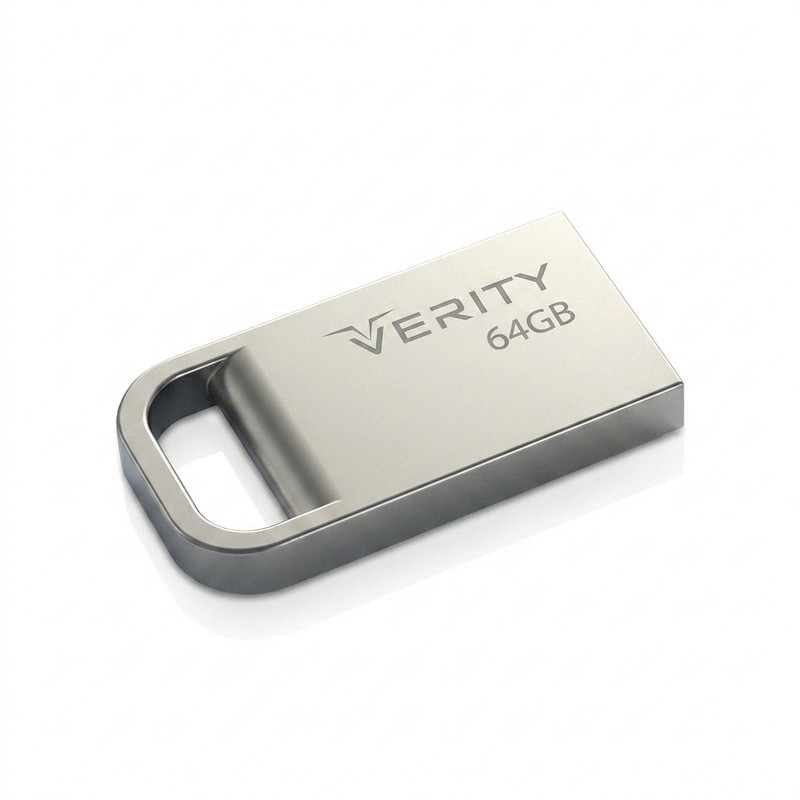 فلش مموری وریتی مدل V813 ظرفیت 64 گیگابایت، بدنه فلزی مقاوم در برابر گردوغبار و رطوبت، رابط USB 2، قابلیت اتصال به جاکلیدی و مقاوم در برابر شوک و لرزش