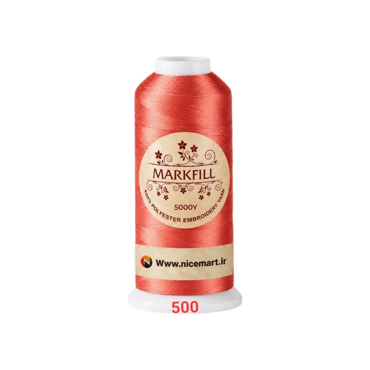 نخ گلدوزی 5000 یاردی مارک فیل کد 500 (قرمز آلبالویی براق) پلی استر اعلا
