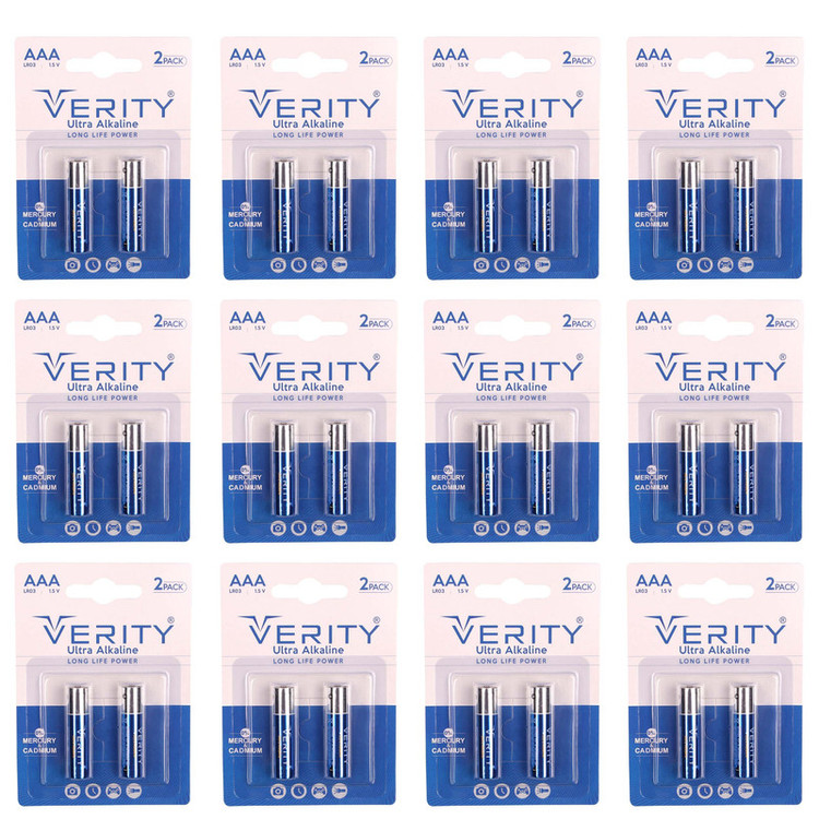 باتری نیم قلمی وریتی مدل Ultra Alkaline بسته 24 عددی