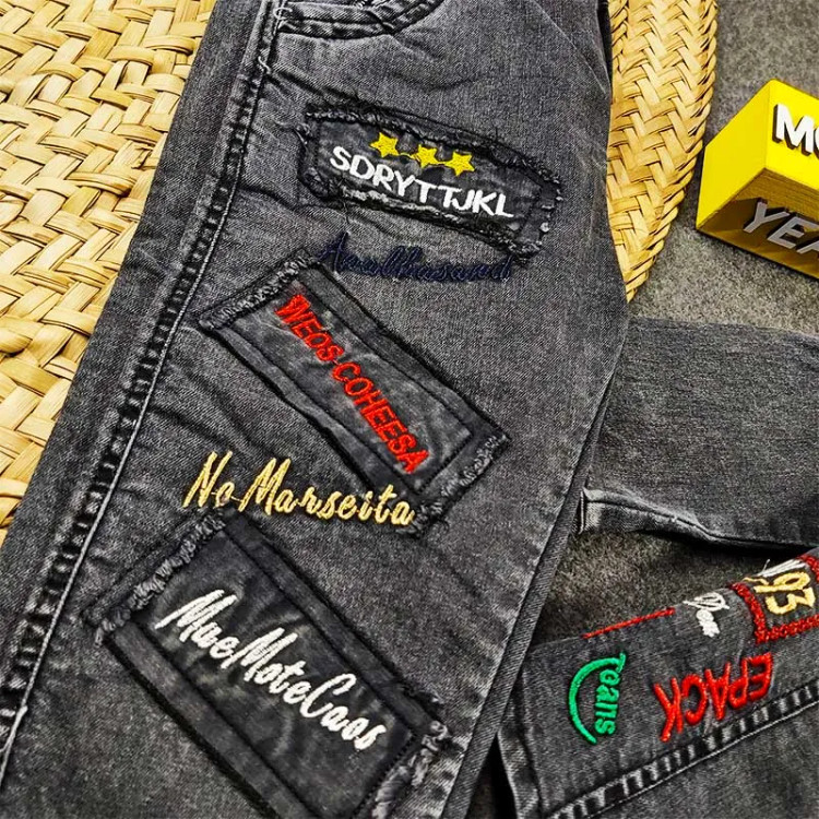 ست سه تکه پسرانه کت جین و شلوار و تیشرت رنگ زغالی