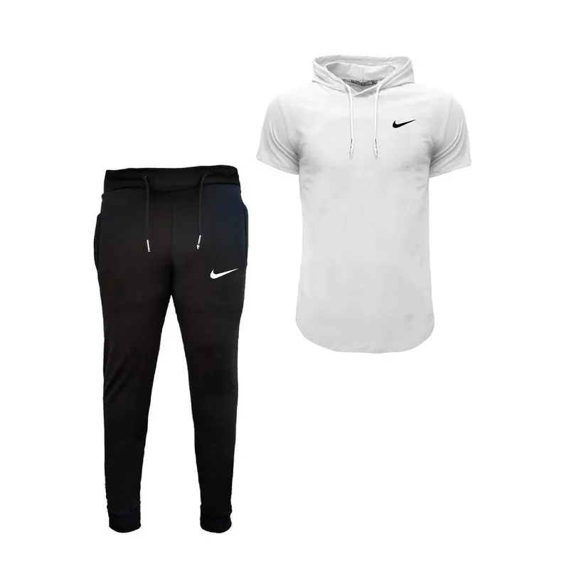 ست تی شرت کلاه دار و شلوار مردانه نخی کد 62019