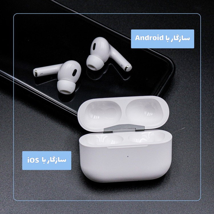 هدفون بلوتوثی طرح ایرپاد پرو با طراحی توگوشی، اتصال بی سیم، درگاه شارژ Lightning و کیفیت صدای مناسب برای موسیقی و مکا...