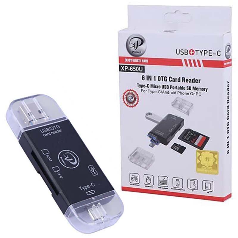 رم ریدر همه کاره USB3.0 + Type-C + MicroUSB ایکس پی XP-650