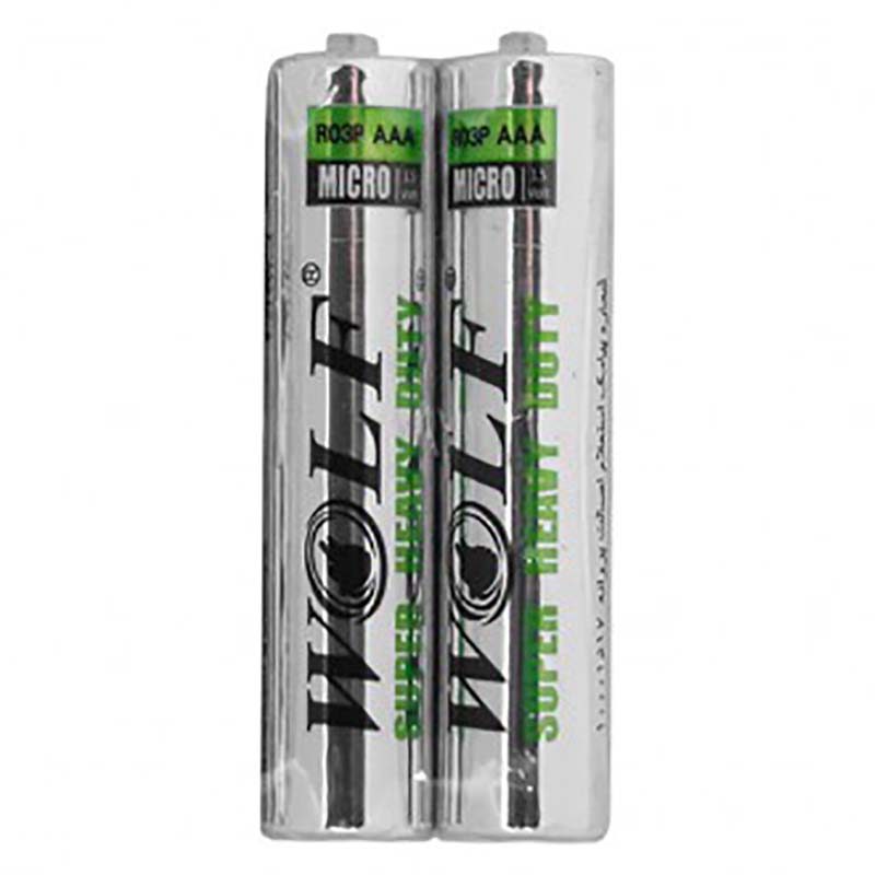 باتری نیم قلمی شرینک ولف WOLF Super Heavy Duty بسته 2 عددی