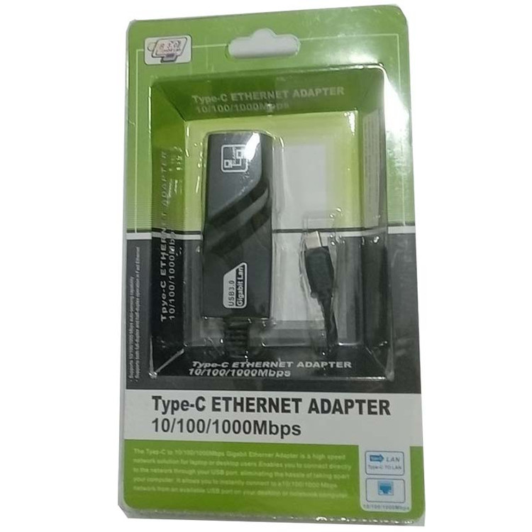 تبدیل Type-C To Lan 10/100 MBPS مگابایتی پک طلقی سبز