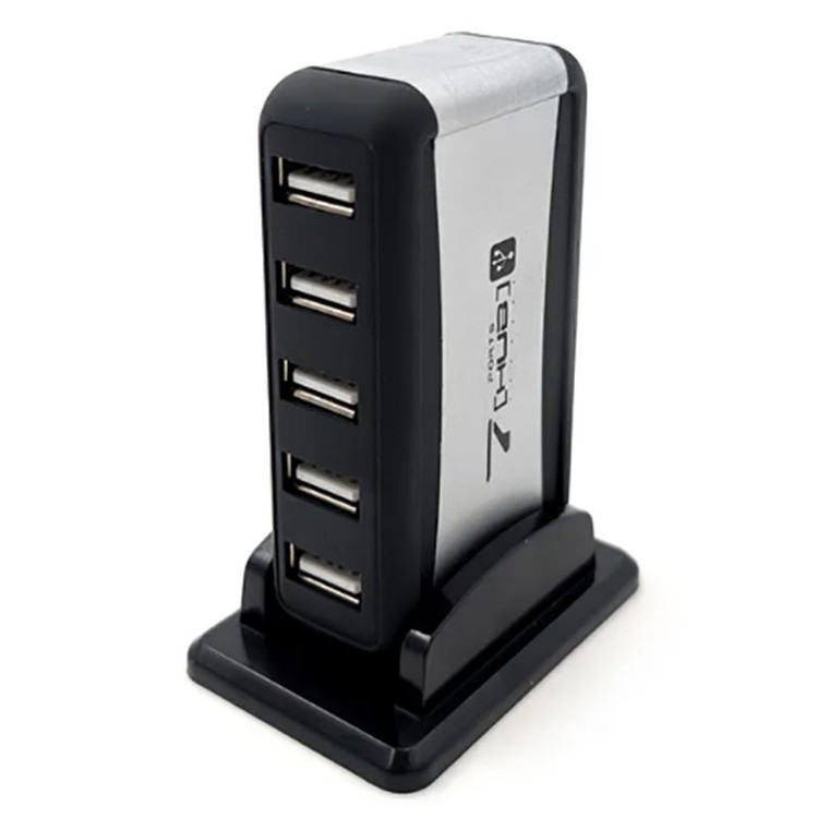 هاب 7 پورت USB2.0 آداپتور دار پک طلقی قرمز