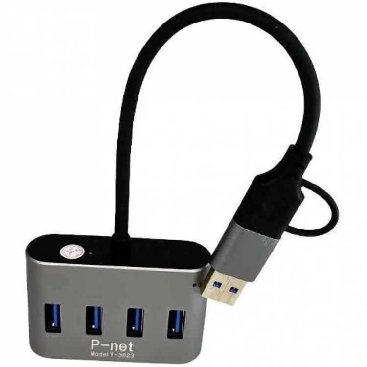 هاب 4 پورت USB3/TYPE-C TO USB3 پی نت P-net P-3623