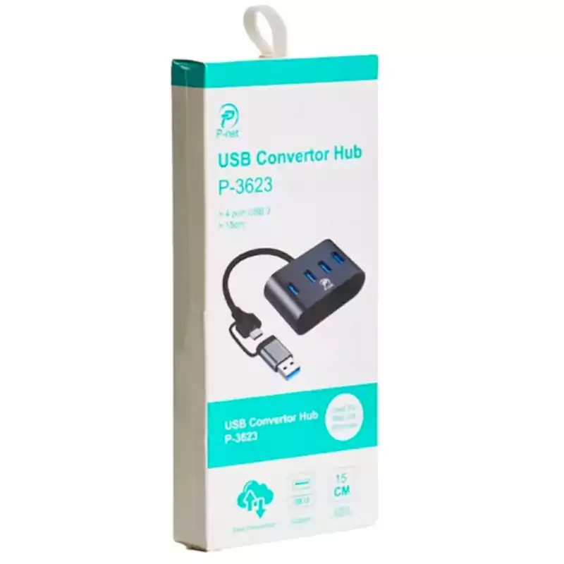 هاب 4 پورت USB3/TYPE-C TO USB3 پی نت P-net P-3623